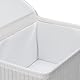Relaxdays Aufbewahrungskorb, 2er Set, 2 Größen, mit Deckel, Bad, Kinderzimmer, Bambus & Stoff, Aufbewahrungsbox, weiß