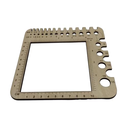 HUANIZI Wood Knitting Gauge Ruler Square Knitting Tool Crochet Hook and Knitting Needle Gauge Crochet Yarns Measuring Tool
