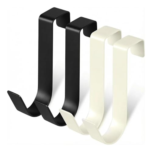 SGERUFZ Gancho de puerta de 4 piezas, Se enviará en color negro o blanco al azar colgador de puerta de dormitorio de acero inoxidable, ahorra espacio(Negro o blanco)