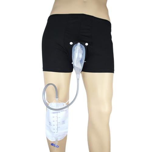 AQUASHIELDING Slip per incontinenza da Uomo Intimo per incontinenza Lavabile con Sacca per urina e catetere per Raccolta urina in Silicone,M