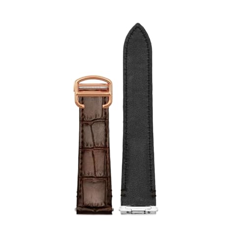 [-ł] 19mm 21mm NCbN[XU[Xgbv JeBG TgX NVbNX^C WSSA0009 WSSA0010 WSSA0018 SANTOS EHb`oh`F[ɑΉ(A-brown-rose gold,19mm)