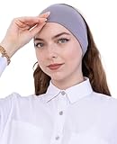 Prien Bonnet Hijab Femme Musulmane en Coton, Sous-Voile Pré-Cousu Extensible, Bandeau Antidérapant Confortable pour Prière, Foulard Écharpe Islam Quotidien (Gris)