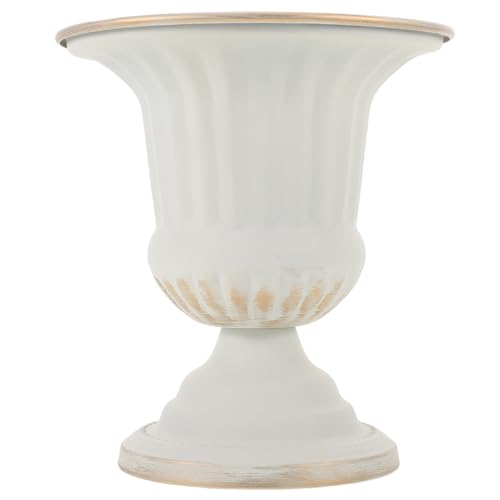 VINTORKY シミュレーションローマ柱プランター屋外伝統的な台座植木鉢屋外大型白い花瓶屋内ガーデンパティオフロントポーチ用