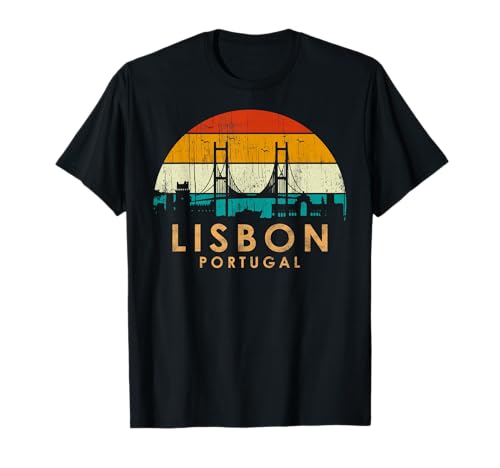 Vintage Retro Lisbon Sunset Landscape T-Shirt