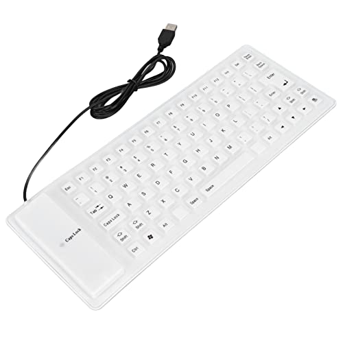 Sanpyl Roll-up Silicone Keyboard, Fully Sealed Waterproof, Lightweight Portable USB Wired 85 Keys Foldable Flexible Keyboard (White) by Sanpyl - Image 8