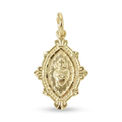 Inmaculada Romero IR Detente Corazón de Jesús Medalla Colgante en Plata de Ley 925m macizo chapado en oro de 22mm.