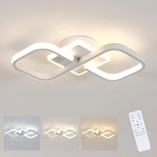 Comely Deckenleuchte LED Dimmbar, 40W 4500LM Modern Deckenlampe LED mit Fernbedienung 3000K-6500K, Weiß Deckenbeleuchtung für Schlafzimmer Wohnzimmer Esszimmer Flur Küche