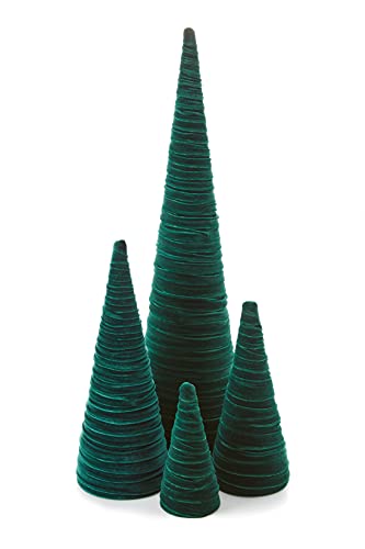 Image of Your Heart's Content Velvet Trees Set of 4 Emerald, Winter Mantle, Valentine Tabletop Tree, Glam Entryway, Shelf Accent, Wedding Centerpiece, Cozy (Emerald)