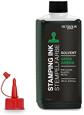 50 ml Solvent stamp ink black, waterproof, solvent-based for non-absorbent and non-porous surfaces, varnished