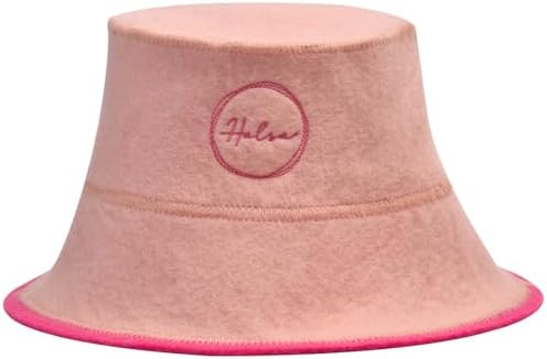 Halsa Sauna Hat, Natural Wool Sauna Hat for Men and Women, Eco-Friendly Insulating Headgear for Spa, Steam Room, Banya, Comfortable, Breathable, Handmade, One Size Fits All. Pink.