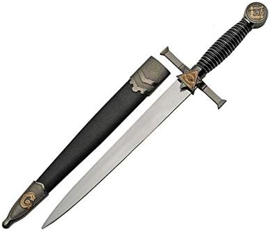 Supplies 15" Masonic Knights of Templar Dagger with Adorned Sheath, Black/Bronze