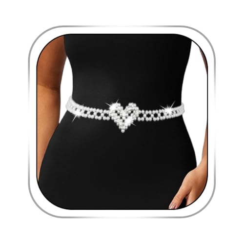 Pearl Belt Chain Pearl Waist Chain Belt Heart Body Chain Dress Summer Beach Body Accessories for Women