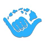 Shaka Hawiian Island Hang Loose Decal Sticker Cars Trucks Vans Walls Laptops Cups- 5.5 Inches (Light Blue)