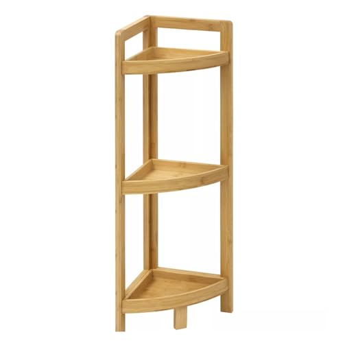 BURI Bambus Eckregal Badregal Standregal 77x23x23cm 3 Ebenen