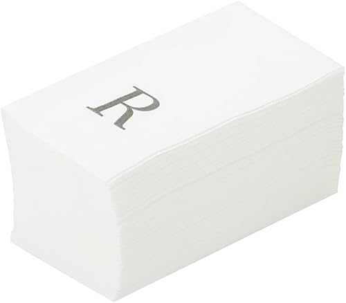 Miniatura 44 de Luxenap - Toallas de invitados de 15.8 x 7.9 pulgadas, 50 toallas de mano con letras plateadas, letra "P", fuente Sans Serif, servilletas de papel