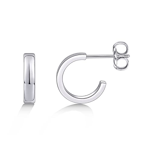 Limerencia Hypoallergenic G23 Pure Titanium Post Thin Square Edge Open Hoop | Womens Dainty Hoop Earrings | Lightweight For Girls Sensitive Ears (10Mm Diameter - 3Mm Width, Shiny Gray) #TOP11