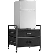 VEVOR Mini Fridge Stand with Storage, 176 lb-Capacity Mini Fridge Table with 2 Drawers &amp; 4 Swivel...