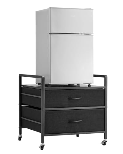 VEVOR Soporte para Mininevera con Almacenamiento, con Capacidad de 80 kg, 2 Cajones y 4 Ruedas Giratorias, Negro, para Mininevera para Dormitorio, Apartamento, Oficina, Dormitorio, 560 x 530 x 570 mm
