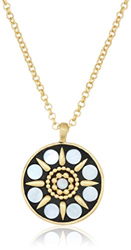 Lucky Brand Gold-Tone Hammered Mother-of-Pearl Pendant Necklace, 18