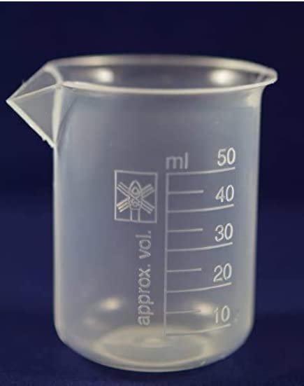 Polypropylene Plastic Measuring Beaker Graduated 50ml Euro Design (Pack of 6 pcs)