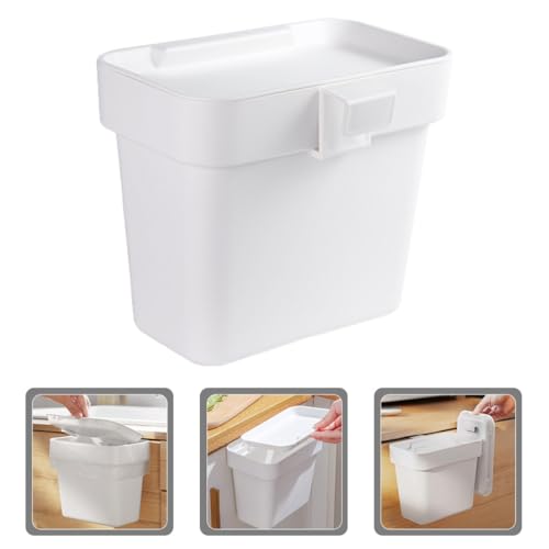 Bote de basura pequeño colgante para cocina con tapa blanco miniatura 6