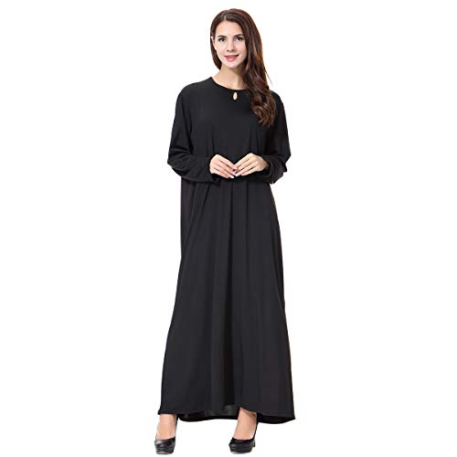 Abaya jilbab BaronHong de color sólido para mujer, un thobe árabe elegante para diario 5