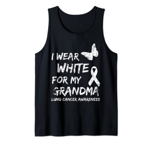 I Wear White For My Grandma Lung Cancer Awareness Ribbon Camiseta sin Mangas