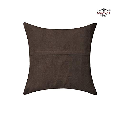 Image of SAJAVAT HOME CV120 Embroidery Cushion Cover (Pack of 1) 18x18 INCHES /45x45 cm Multicolour (Umber Brown, Suede)