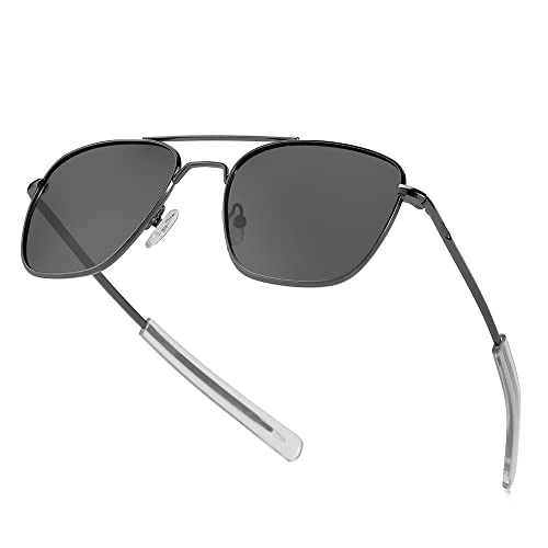 Image of JOVAKIT Men's Polarized Aviator Sunglasses Retro Military Style Pilot Sun Glasses Bayonet Temples UV400 Protection