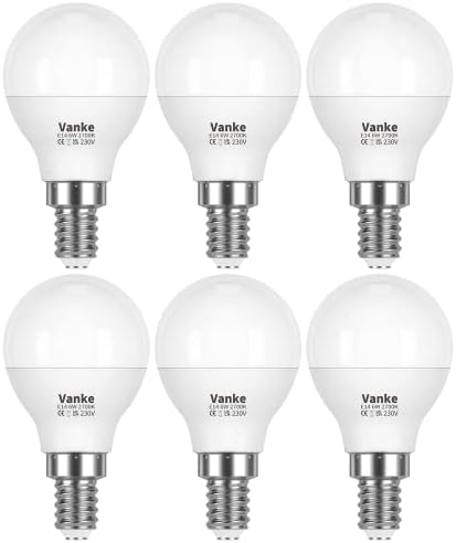 Vanke E14 LED Light Bulb, 2700K Warm White, 6W (40W Equivalent), Pack of 6