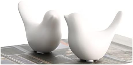 Insiswiner Small Animal Statues Home Ceramic Decor White Birds Pair Figurine Garden Cottage Decorative for Desktop Table Living Room Bedroom Office Farmhouse Floating Shelf Accessories Items