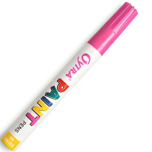 Image of Oytra Paint Marker Pens Permanent Waterproof Oil Based Individual pens Works and All Surfaces, Wood, Fabric, Steel, Glass (Pink)