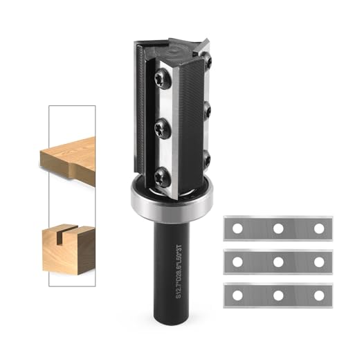 Trvoxviq Insertos de carburo reversible con patrón de corte empotrado vástago de 1/2 pulgada, diámetro de corte de 1-1/8 pulgadas, con 3 piezas de repuesto de 12 x 50 mm, broca de enrutador de