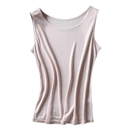 Silk Women's Vest-Soft Mulberry Silk Double-Sided Knit Tank Top,Round Neck