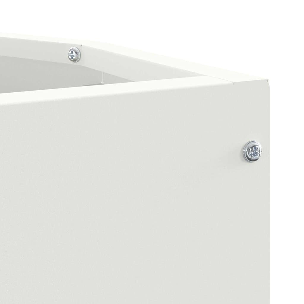 Maceta esquinera blanca 30 x 30 x 50 cm de acero, diseño moderno y robusto, ahorra espacio, bancal elevado para balcón, bancal de jardín elevado para terraza, huerto y jardinera, adecuado para