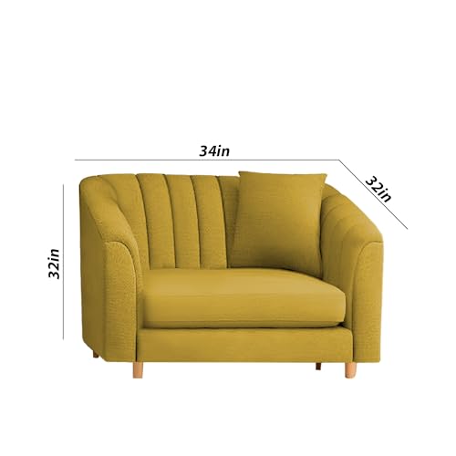Image of Casaliving Doraldo 1 Seater Sofa Set for Living Room (Yellow Colour) Premium Fabric Sofa