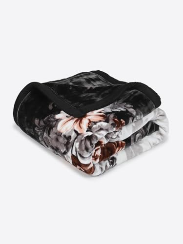 Image of Monte Carlo Double Bed Heavy Winter Blanket Emilia 2 Ply Cloudy 1050 GSM | 5.5 KG (240x220 CM), Dark Brown