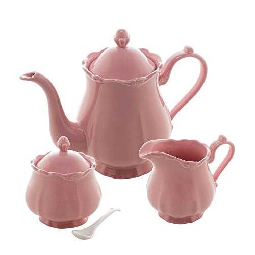 WOLFF Fancy Conjunto de Açucareiro Leiteira e Chaleira para Chá, Rosa (Rose)