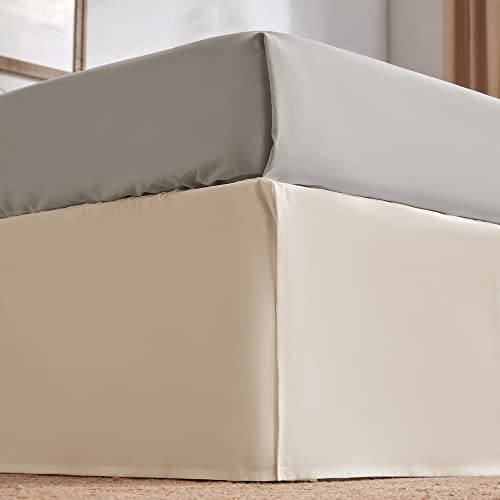 SLEEP ZONE Pleated Bed Skirts King Size, 15 inch Tailored Dr...