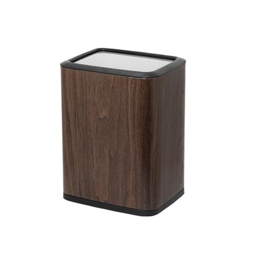 ZZlei2yu-12 Cubo de Basura Papelera de oficina estilo retro chino, papelera baño con tapa for y cocina(Bruin)