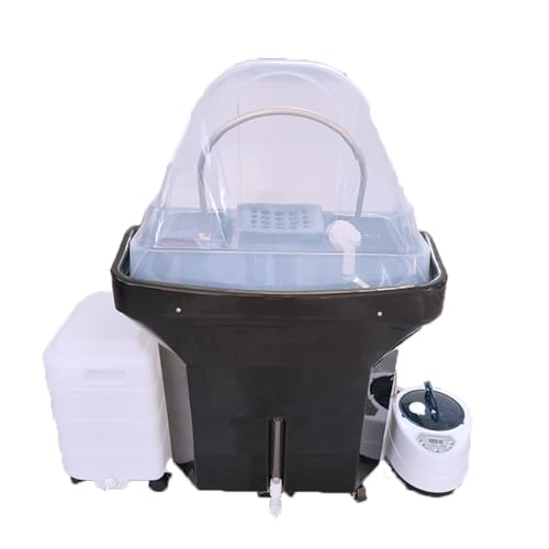 Removable Head Spa Shampoo Basin, Mobile Water Circulation Shampoo Basin with Water Storage System, Portable Commercial Massage Shampoo Bed Basin,Black-Fumigation+watertank