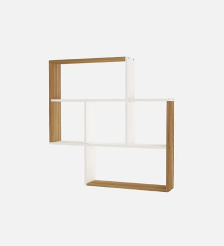Image of RETICA Multipurpose Modular Wall Racks /Shelves /Organiser /Decor Particle Board Wall Shelf (Number of Shelves - 5, Beige, White)