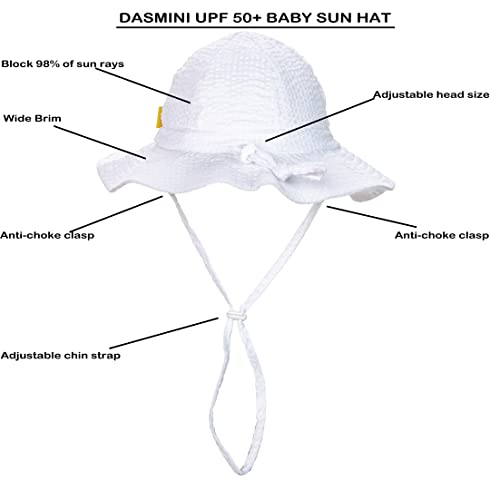 image for DASMINI Baby & Toddler Wide Brim Sun Hats UPF 50+ Sun Protection Bucke