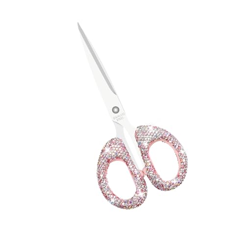 Koqye 6.3-Inch Pink Rhinestone Scissors - Stainless Steel Cute Scissors for Office Home & Crafting Decorative Bling Handle Paper Cutting Tool (Pink)