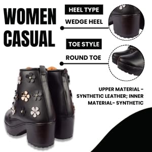 Image of KRAFTER Classic Black Boots for Women & Girls - Fashionable High Ankle Winter Shoes Soft Insole Lightweight & Durable - Casual Wear