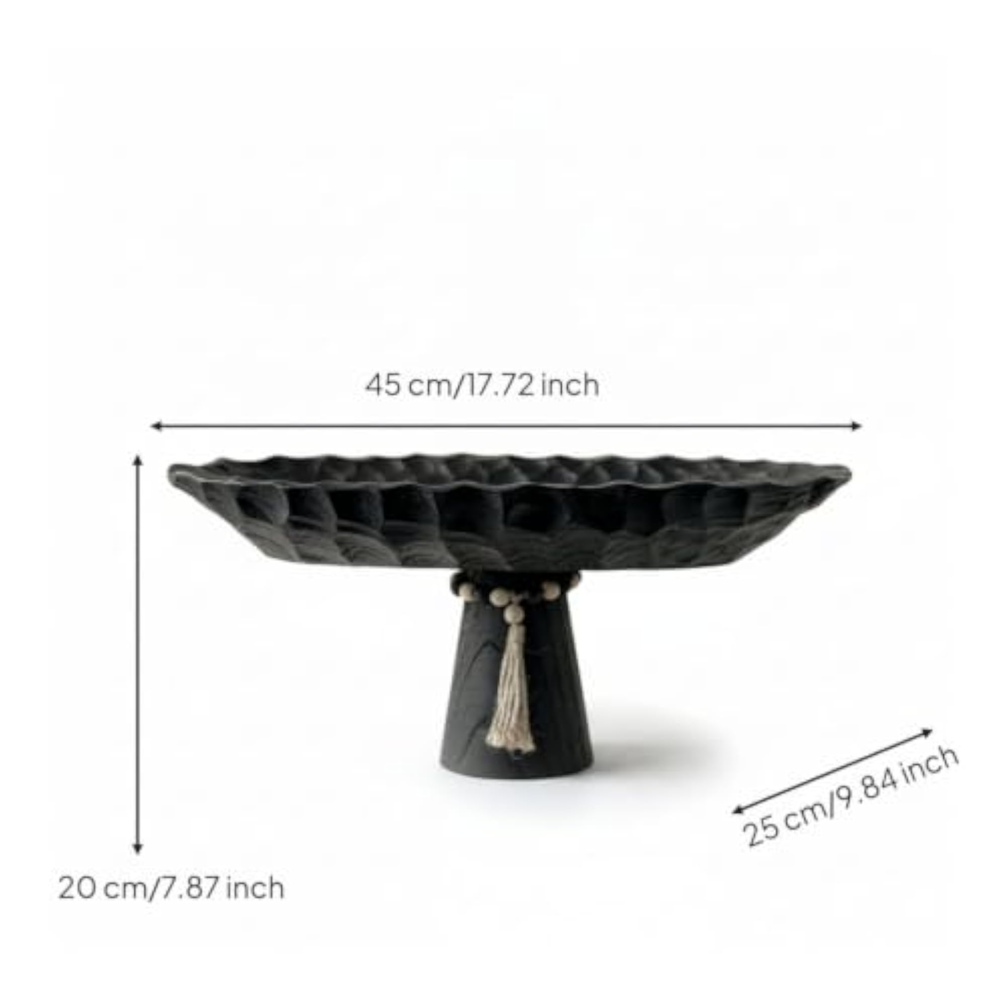 Carved Elevated Tray Textured Pedestal Tray