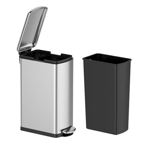 Caneca de basura rectangular de acero inoxidable 30L