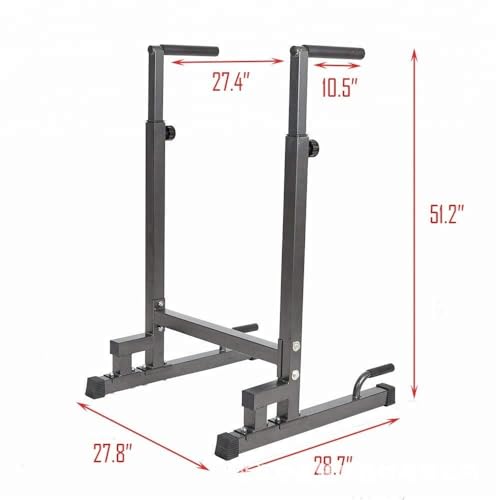 Heavy Duty Dip Station, Push Up Bars Exercise Stand, 100-130cm Adjustable Height, Steel Frame - Image 3