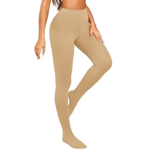 RSLOVE 80D Tights for Women Opaque - Womens Tights Soft Solid Color Footed Tights High Waist Pantyhose Medium Skin