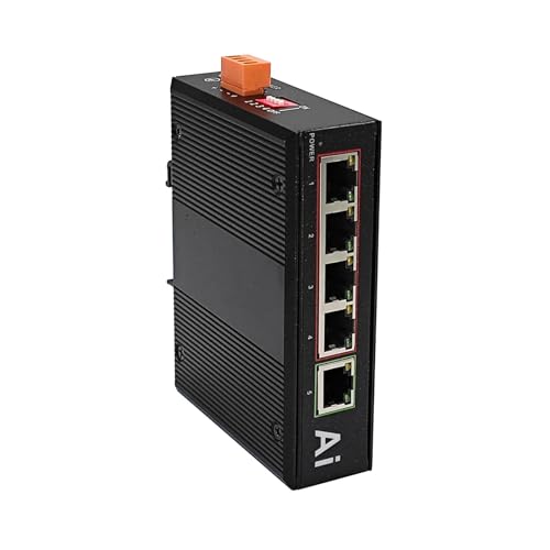 Interruptor industrial de 5 puertos Gigabit Ethernet endurecido 5 puertos RJ45 10/100/1000Mbps Interruptor de red al aire libre Din Rail Ethernet Switch ( 40 a 176 ºF) Concentrador Ethernet de montaje